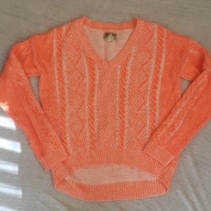 Sz M Mudd BRIGHT Orange v-neck sweater